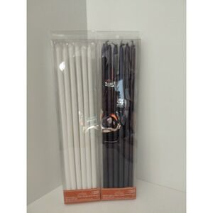 LOT of 2 Ashland Fall Narrow Taper Candles 11.7 in 24 PC total Black White NEW